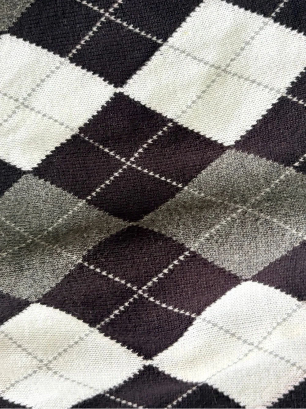 Claiborne Mens‎ Sweater XXL Black/Gray Argyle Diamond V Neck 100% Cotton
